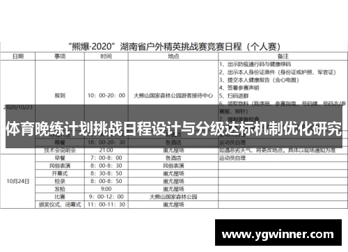体育晚练计划挑战日程设计与分级达标机制优化研究